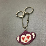 Beaded Monkey Charm With Heart Eyes, Keychain