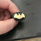 Black And Ivory Bat Color Stretchy Ring