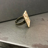Creamy Jasper Color Square Adjustable Antiqued Bronze Color Ring