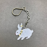 Blue Bunny Beaded Keychain With Detachable Charm
