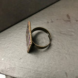 Rose/Gold Rainbow Luster Square Adjustable Brass Ring