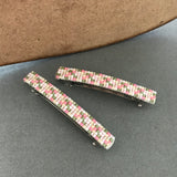 Pink, Green Small French Barrettes 60mm