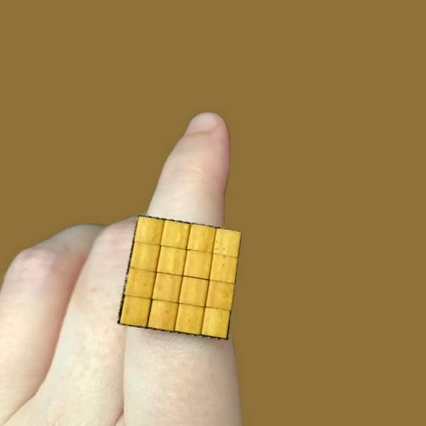 Honey Mustard Square Adjustable Antiqued Bronze Color Ring