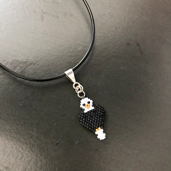 Small Bald Eagle Americana Beaded Charm On Adjustable Cord