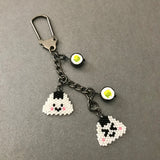 Rice Ball Charm With Ceramic Mini Sushi Bead Accent