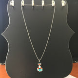 Penguin On Ice Cube Charm On Silver Tone Small Ball Chain Necklace