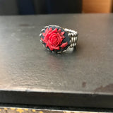 Black And Red Rose Stretch Ring