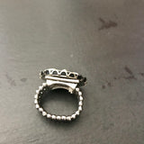 Black And Ivory Bat Color Stretchy Ring