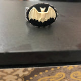 Black And Ivory Bat Color Stretchy Ring