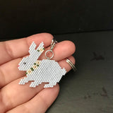 Blue Bunny Beaded Keychain With Detachable Charm