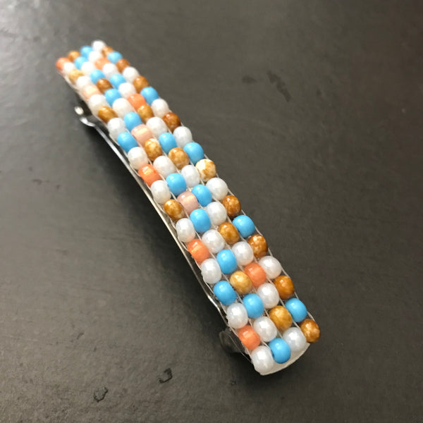 Multi Color French Barrette, Peach, Blue, White, Beige, 80mm