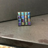 Metallic Emerald Rainbow Tila Square Adjustable Ring