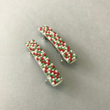 Christmas Mini French Barrettes, 40mm, Silver Color Accent