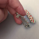 Christmas Mini French Barrettes, 40mm, Silver Color Accent